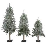 Northlight Seasonal Set of 3 Flocked Alpine Artificial Christmas Trees - Unlit in Green | Wayfair NORTHLIGHT V27444