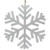 Northlight Seasonal 11.75" Silver Glitter Drenched Snowflake Christmas Ornament Wood in Brown/Gray/Yellow | 11 H x 11.75 W x 0.25 D in | Wayfair