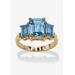 Yellow Gold-Plated Simulated Emerald Cut Birthstone Ring by PalmBeach Jewelry in March (Size 6)