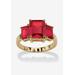 Women's Yellow Gold-Plated Simulated Emerald Cut Birthstone Ring by PalmBeach Jewelry in July (Size 7)