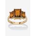 Women's Yellow Gold-Plated Simulated Emerald Cut Birthstone Ring by PalmBeach Jewelry in November (Size 7)