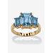 Women's Yellow Gold-Plated Simulated Emerald Cut Birthstone Ring by PalmBeach Jewelry in March (Size 6)