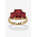 Women's Yellow Gold-Plated Simulated Emerald Cut Birthstone Ring by PalmBeach Jewelry in January (Size 7)