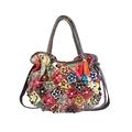 Segater Women Multicolor Floral Hobo Bag Vintage Leather Handbag Snake Pattern Shoulder Purse Colorful Spliced Top-Handle Bag