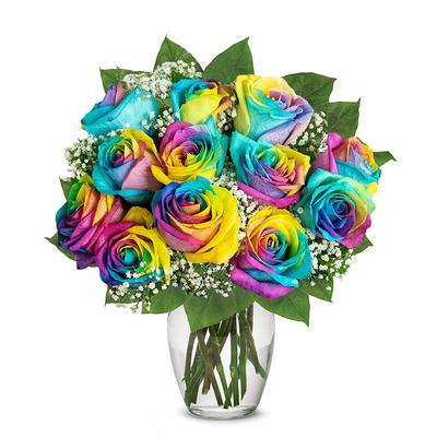 Flowers - One Dozen Wild Rainbow Roses