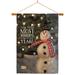 Breeze Decor Most Wonderful Time Snowman 2-Sided Polyester 40 x 28 in. Flag Set in Black/Brown/Gray | 40 H x 28 W x 1 D in | Wayfair