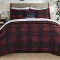 Loon Peak® Deckert Reversible Plaid Comforter Set w/ Bed Sheets Polyester/Polyfill/Microfiber in Black | King | Wayfair