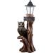 Loon Peak® Stansfield Forest Outpost Guardian Owl Welcome Sign Statue Resin/Plastic in Brown | 20.25 H x 7.5 W x 6 D in | Wayfair