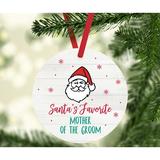 The Holiday Aisle® Santa's Favorite Wedding Mother of the Groom Round Ball Ornament Metal in Green/Red | 3.5 H x 3.5 W x 3.5 D in | Wayfair
