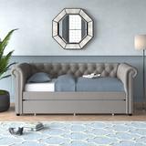 Greyleigh™ Tolar Twin Daybed w/ Trundle Wood/Upholstered/Polyester in Brown/Gray | 37 H x 43.3 W x 95.6 D in | Wayfair