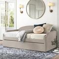 Kelly Clarkson Home Jordane Twin Daybed w/ Trundle Upholstered/Polyester in Brown | 36 H x 42.5 W x 82 D in | Wayfair