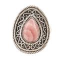 Jaipur Dreams,'Pear-Shaped Rhodochrosite Silver Cocktail Ring'