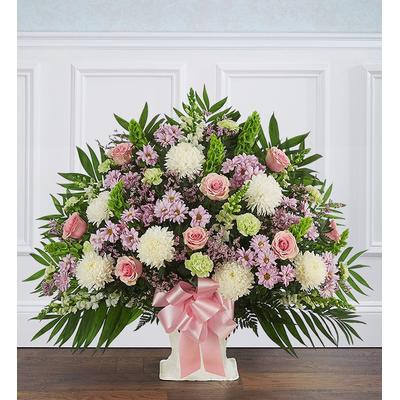 1-800-Flowers Flower Delivery Heartfelt Tribute Floor Basket - Pastel Large | Happiness Delivered To Their Door