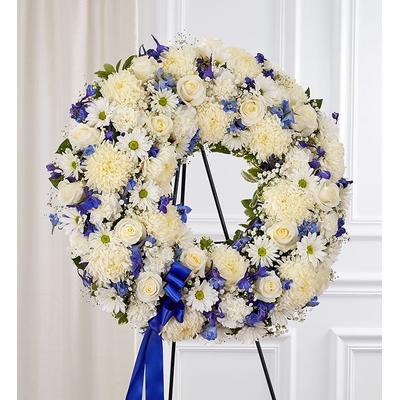 1-800-Flowers Everyday Gift Delivery Serene Blessings Standing Wreath - Blue & White | Happiness Delivered To Their Door