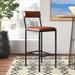 Joss & Main Augustus Bar & Counter Stool Upholstered/Leather/Metal/Genuine Leather in Black/Brown | 43 H x 16.5 W x 21.75 D in | Wayfair