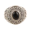 Majestic at Midnight,'Sterling Silver Black Onyx Dome Ring'