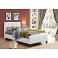 Hokku Designs Agerton Platform Bed Upholstered/Metal/Faux leather in White/Black | 36 H x 56 W x 81 D in | Wayfair E7EE4CCBE7BF478ABC8E98AA22235CDC