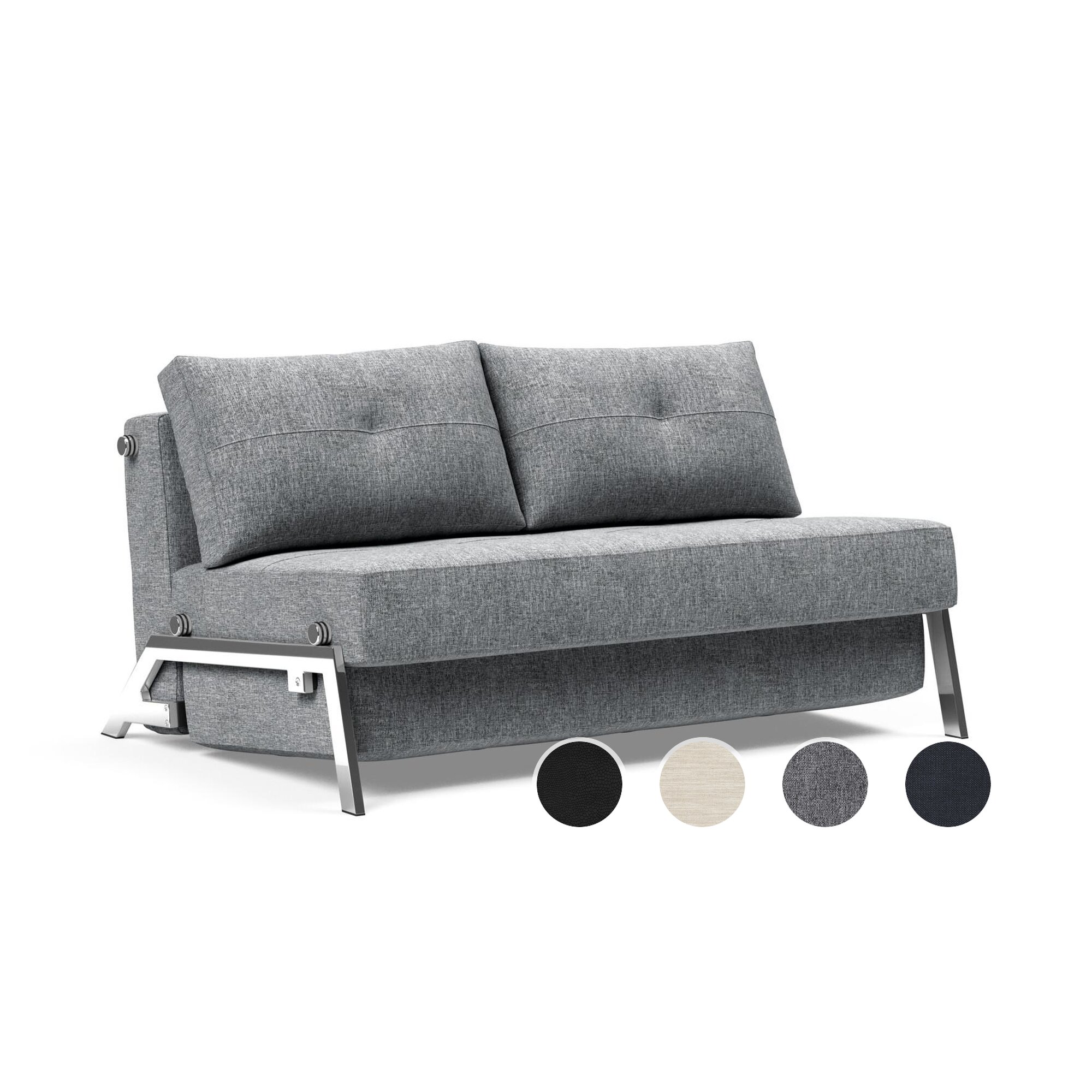 Innovation »Cubed 02« Klappsofa 145 cm / Bezug 528 Mixed Dance Blue / Beine aus Eiche lackiert