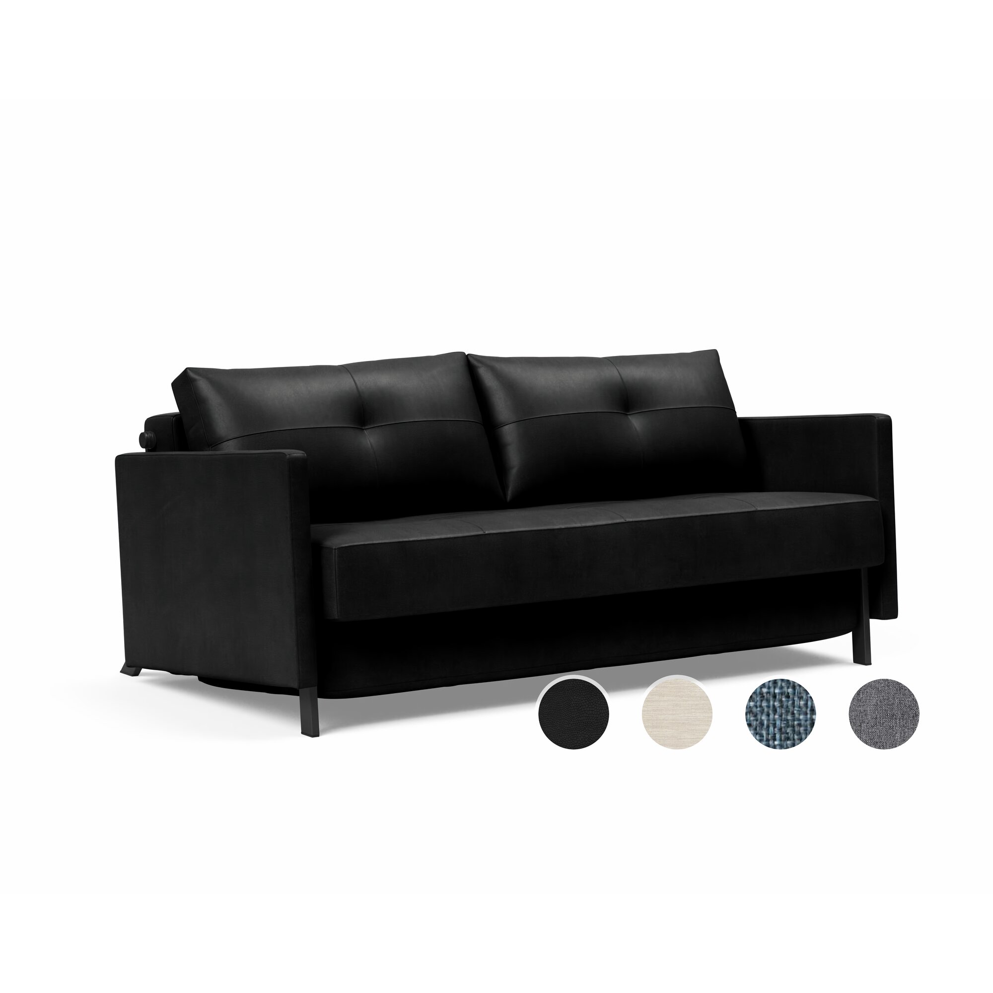 Innovation »Cubed 02« Klappsofa mit Armlehnen 154 cm / Bezug 565 Twist Granite