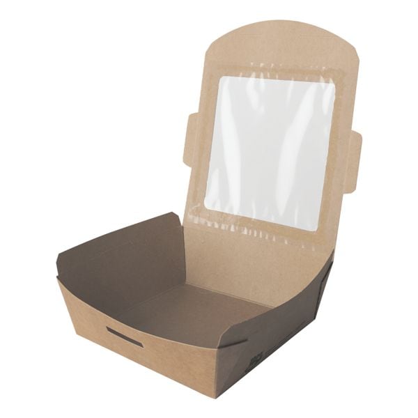 Papstar Feinkostboxen mit Sichtfenster »pure 100% fair«, 650 ml, 40 Stück braun, 14x4.5x14 cm Image