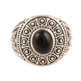 Majestic at Midnight,'Sterling Silver Black Onyx Dome Ring'