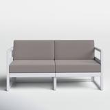 AllModern Lane 58" Wide Outdoor Loveseat w/ Sunbrella Cushions Plastic in Gray/White | 30 H x 58 W x 28 D in | Wayfair