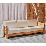 Joss & Main Baela 83.5" Wide Teak Patio Sofa w/ Cushions Wood/Natural Hardwoods in Brown/White | 29.3 H x 83.5 W x 37 D in | Wayfair