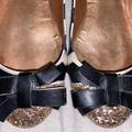 Kate Spade Shoes | Kate Spade Trixie Ballet Flats Striped Gold Toe 6m | Color: Black/Gold | Size: 6