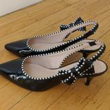 Kate Spade Shoes | Kate Spade Sling Back Kitten Feel Pumps | Color: Black/White | Size: 6.5