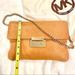Michael Kors Bags | Michael Kors Leather Clutch With Chain Link | Color: Tan | Size: 10"W X 7"H X 2.5"D
