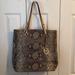 Michael Kors Bags | Michael Kors Large Snakeskin Tote Bag | Color: Gray/Tan | Size: Large