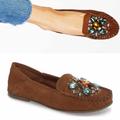 Free People Shoes | Free People Embellished Moccasins | Color: Blue/Brown | Size: 8