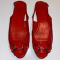 Gucci Shoes | Gucci Horsebit Red Patent Slingback Sandal Flats | Color: Red/Silver | Size: 8.5