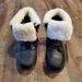 Ralph Lauren Shoes | Euc Ralph Lauren Polo Blk Leather/Sherpa Boots 5 | Color: Black/Cream | Size: 5bb