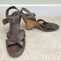 Michael Kors Shoes | Michael Kors Leather And Wood Wedge Sandals | Color: Brown | Size: 8.5