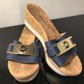 Michael Kors Shoes | Michael Kors Cork Wedge Navy Slides | Color: Blue/White | Size: 8.5