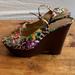 Nine West Shoes | Nine West Cheetah Flower Wedges Size 8 | Color: Brown | Size: 8