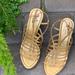 Kate Spade Shoes | Kate Spade Gold Strappy Sandal Cork Heel Size 7.5 | Color: Gold | Size: 7.5