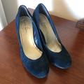 Jessica Simpson Shoes | Jessica Simpson Mid Wedge Heel Blue Suede | Color: Blue/Brown | Size: 8.5