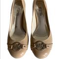 Michael Kors Shoes | Michael Kors Kitten Heels Size 7.5 Nude Leather | Color: Silver | Size: 7.5