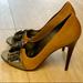 Tory Burch Shoes | Like New Tory Burch Jeweled Leather Peep Toe Pumps | Color: Black/Tan | Size: 9