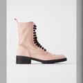Zara Shoes | Laced Leather Ankle Boots Trf | Color: Pink | Size: 9