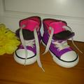 Converse Shoes | Double Tongue Toddler Converse High Tops | Color: Gray/Pink | Size: 4bb