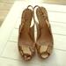 Gucci Shoes | Gucci Snakeskin Platform Peeptoe Slingbacks | Color: Brown/Tan | Size: 8