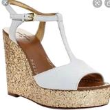 Kate Spade Shoes | Kate Spade Glitter Wedges | Color: Gold/White | Size: 7.5