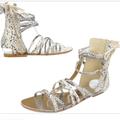 Free People Shoes | Free People Juliette Wrap Snake Print Sandal Sz40 | Color: Cream/Gray | Size: 10