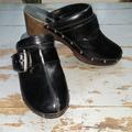 Michael Kors Shoes | Michael Kors Black Leather Clogs Silver Buckle | Color: Black/Silver | Size: 7.5