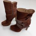 Jessica Simpson Shoes | Jessica Simpson Leather Platform Heeled Boots | Color: Brown/Orange | Size: 6