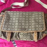 Coach Bags | Coach Signature Laptop Carry Bag Preowne Like New | Color: Cream/Tan | Size: 13 Inch L. To 15 Inc On Side 5 Inch Wide