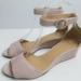 J. Crew Shoes | J. Crew Laila Pink Suede Wedge Peeptoe Sandals 7.5 | Color: Pink | Size: 7.5